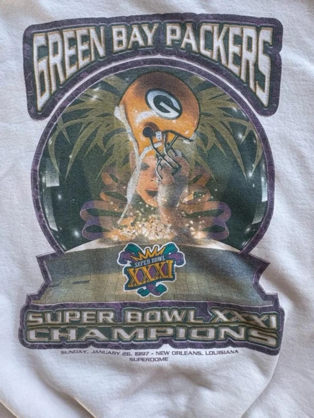 Vintage STARTER Green Bay Packers Super Bowl Crewneck 1997 M/L Football NFL